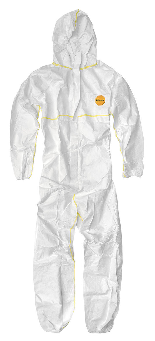 Tuta di Protezione DuPont EasySafe CHF5 – DPI 3ª Categoria, Tessuto Non Tessuto Polietilene 60g/m², Tipo 5 UNI EN ISO 13982-1, Tipo 6 UNI EN ISO 13034, Antistatica UNI EN 1149-5, Chiusura Cerniera con Pattina