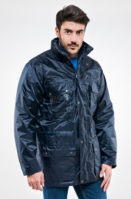Parka da Lavoro Sottozero Snorkel Triplo Uso – 100% Poliestere Spalmato PVC, Imbottitura 180g/m², DPI 1ª Cat. UNI EN 14058, Husky con Maniche Staccabili e Fodera Scozzese, Cappuccio Richiudibile, Porta Badge + Porta Cellulare