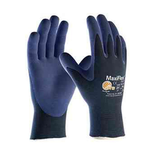 Guanto da Lavoro ATG MaxiFlex Elite nel colore nero blu, ideale per movimentazione e lavori manuali