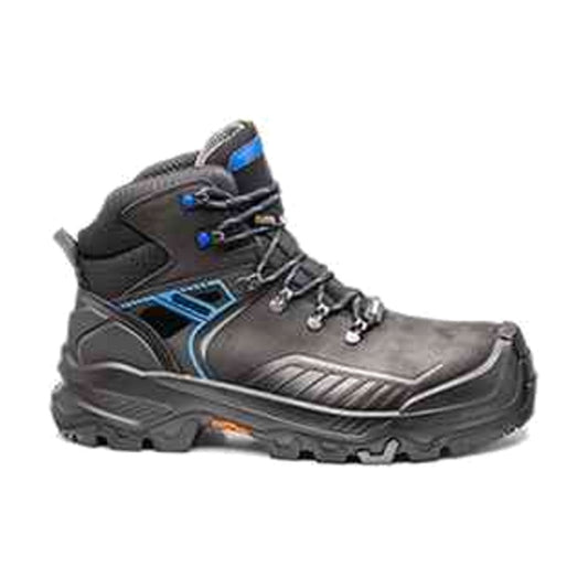 Scarpa Antinfortunistica Alta Base T-Fort Mid S7S nel colore nero azzurro, ideale per lavori all'aperto con pioggia e freddo