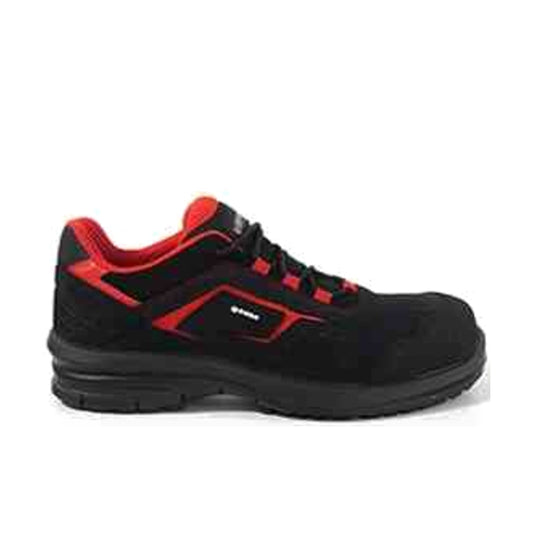 Scarpa Antinfortunistica Base Eris S1PL FO SR nel colore nero rosso, ideale per magazzino, logistica e industria