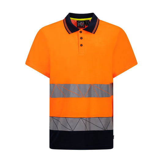 Polo da Lavoro Alta Visibilità GRPK Lux HV – 55% Cotone sulla Pelle 45% Poliestere 150g, Classe 2 EN ISO 20471, Bande Rifrangenti Termosaldate, Bordino Retrocollo Parasudore