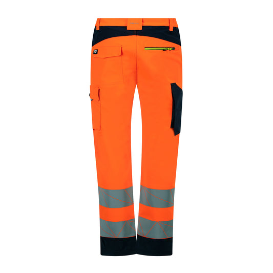 Pantalone da Lavoro Alta Visibilità GRPK Neon HV – 92% Poliestere 8% Elastane 220g, Classe 2 EN ISO 20471, Bande Rifrangenti Termosaldate, 4 Tasche