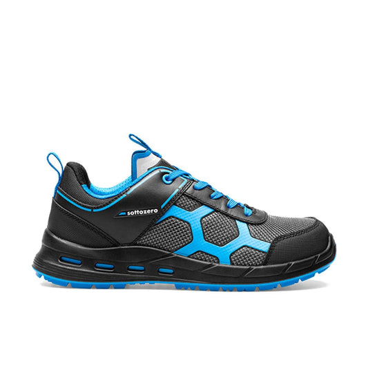 Scarpa Antinfortunistica Sottozero UFO S1PS FO SR ESD nel colore nero azzurro, ideale per magazzino, logistica e industria