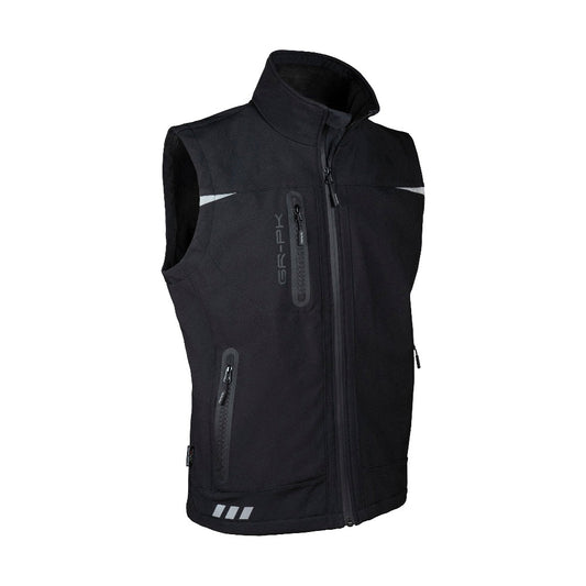 Gilet da Lavoro GRPK Softshell Tech Stretch nel colore nero, ideale per lavoro all'aperto nella stagione fredda