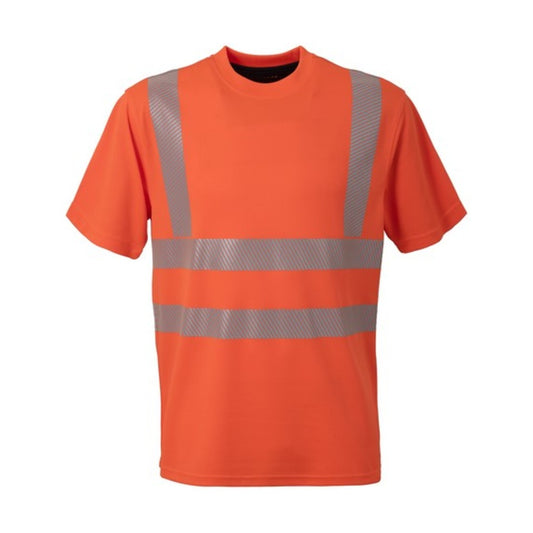 T-Shirt Alta Visibilità Rossini HV – 100% Poliestere, Doppie Bande Rinfrangenti, Fascia Parasudore