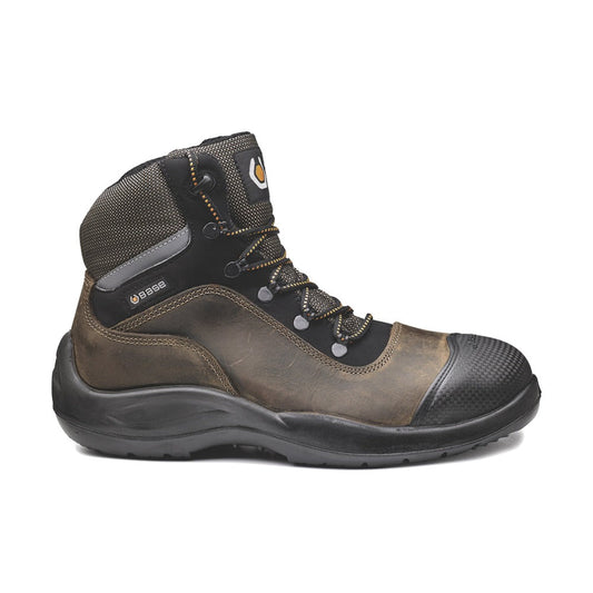 Scarpa Antinfortunistica Alta Base Raider Top S3 SRC nel colore marrone nero, ideale per cantieri e lavori all'aperto
