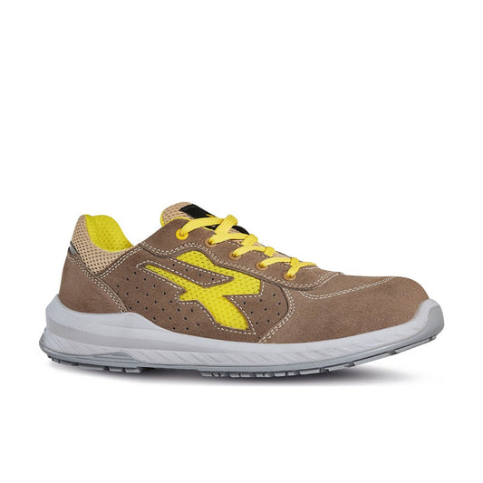Scarpa Antinfortunistica U-Power Reflex S1PS FO SR ESD nel colore marrone giallo, ideale per magazzino, logistica e industria