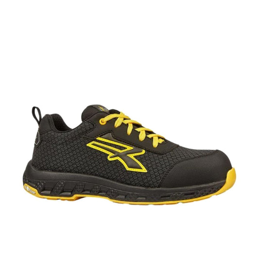 Scarpa Antinfortunistica U-Power Maverick S3S ESD CI HI HRO nel colore nero giallo, ideale per cantieri e lavori all'aperto