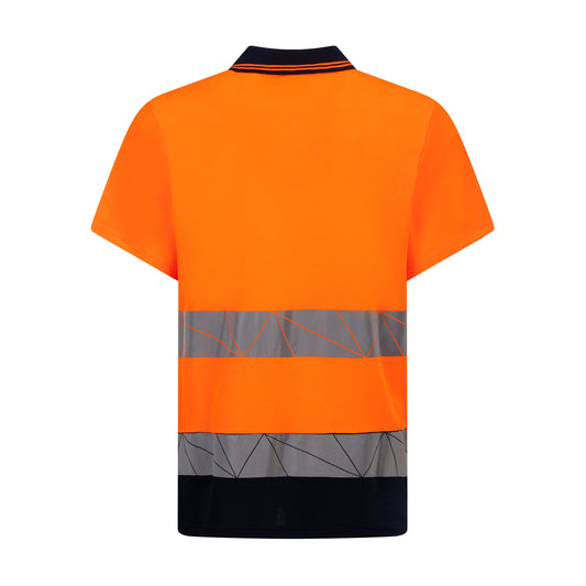 Polo da Lavoro Alta Visibilità GRPK Lux HV – 55% Cotone sulla Pelle 45% Poliestere 150g, Classe 2 EN ISO 20471, Bande Rifrangenti Termosaldate, Bordino Retrocollo Parasudore