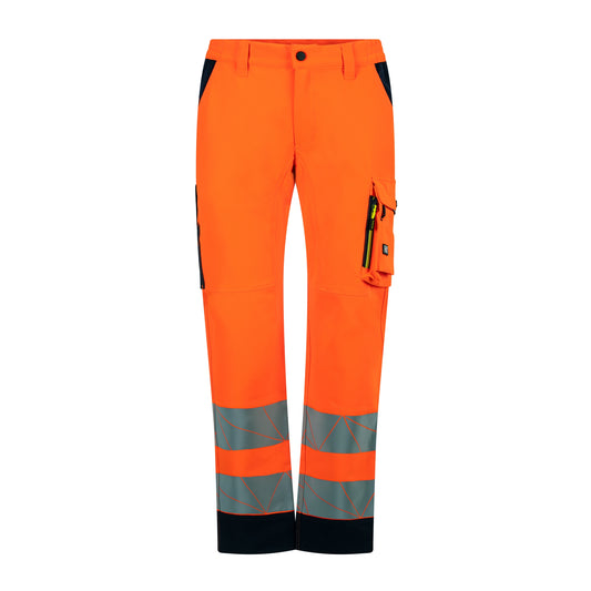 Pantalone da Lavoro Alta Visibilità GRPK Neon HV – 92% Poliestere 8% Elastane 220g, Classe 2 EN ISO 20471, Bande Rifrangenti Termosaldate, 4 Tasche