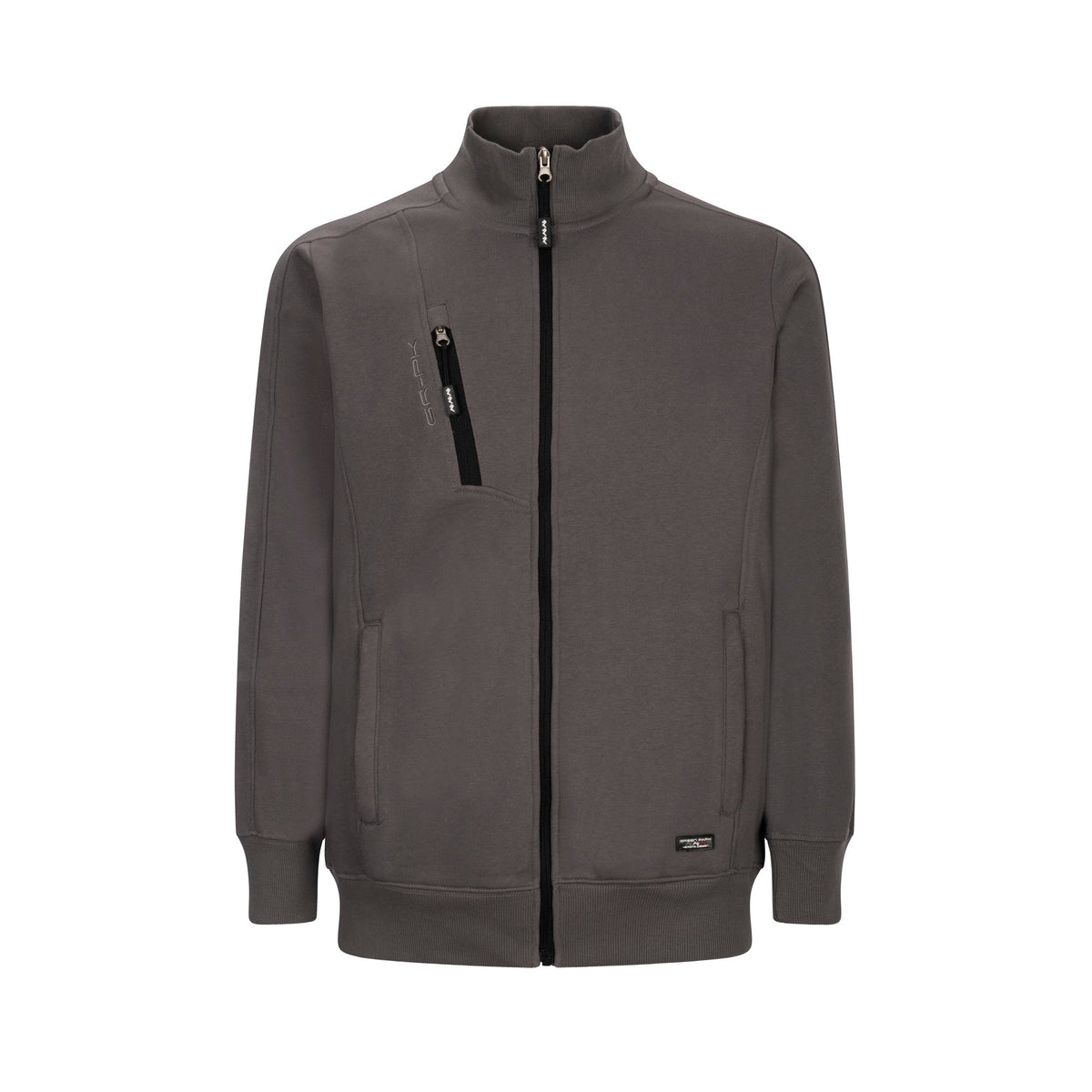 Felpa da Lavoro GRPK Full Zip grigio – vista frontale