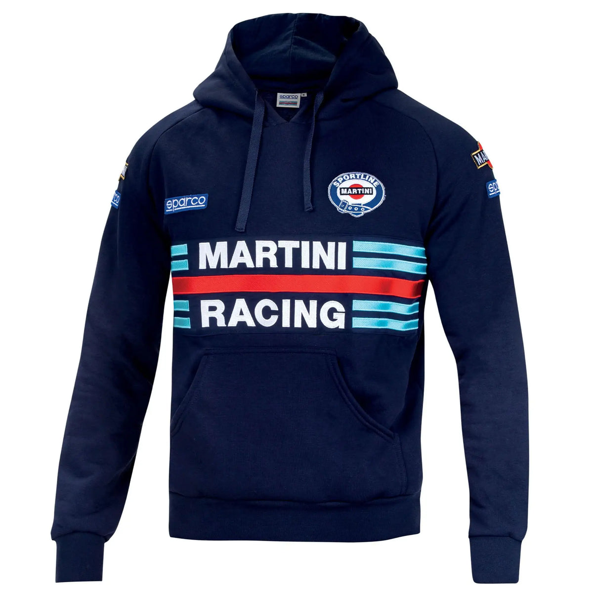 Felpa con Cappuccio Sparco Martini Racing Hoodie blu – vista frontale