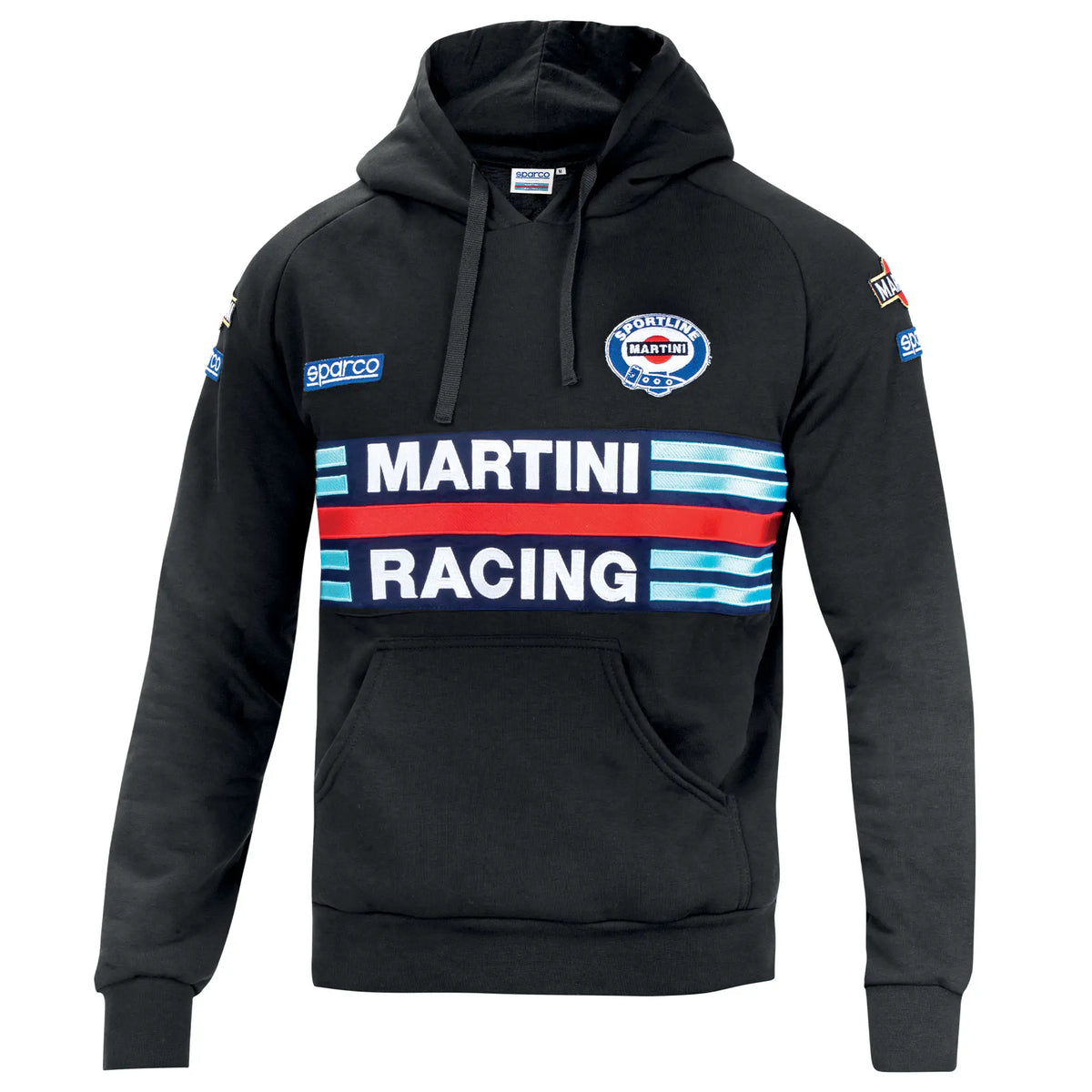 Felpa con Cappuccio Sparco Martini Racing Hoodie nero – vista frontale