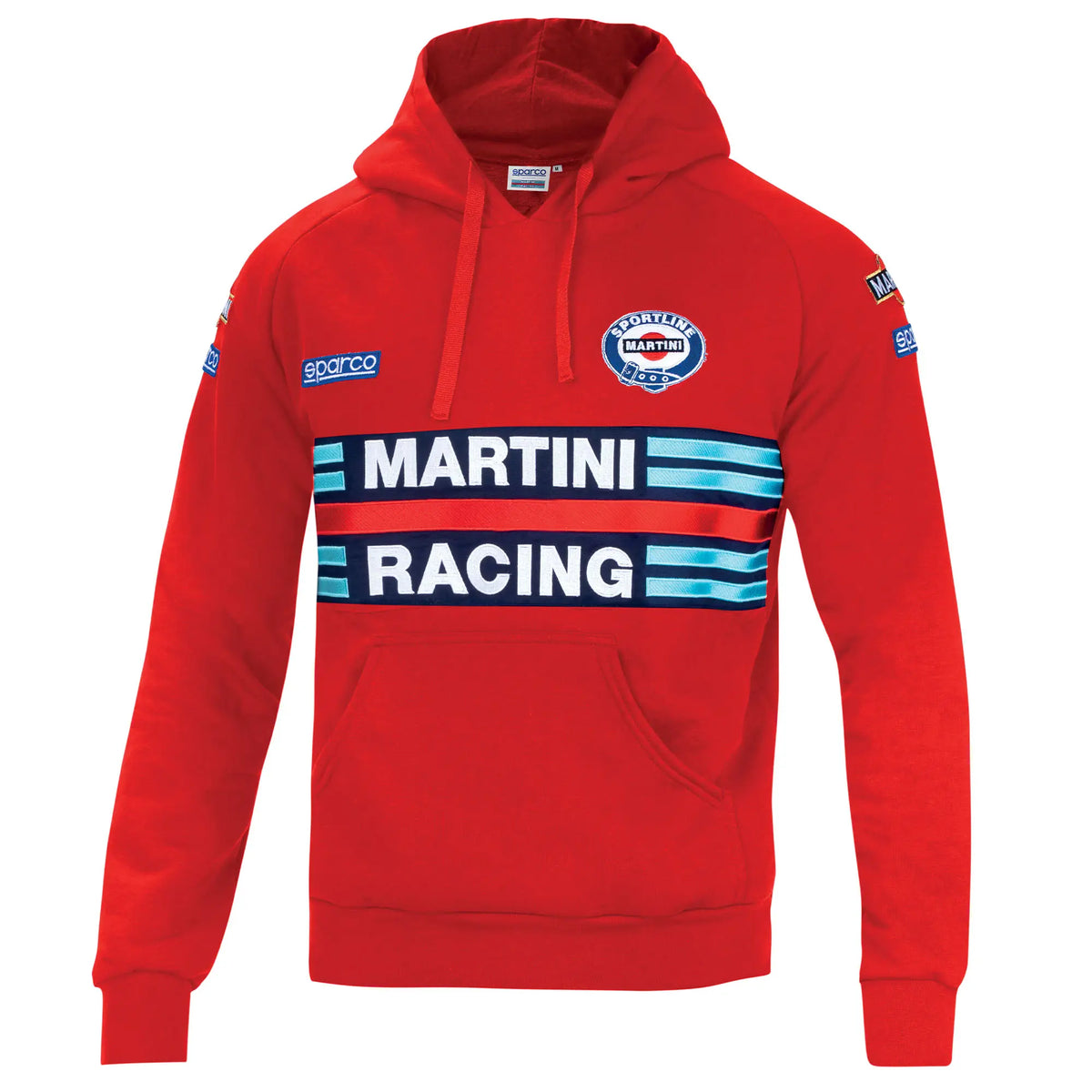 Felpa con Cappuccio Sparco Martini Racing Hoodie rosso – vista frontale