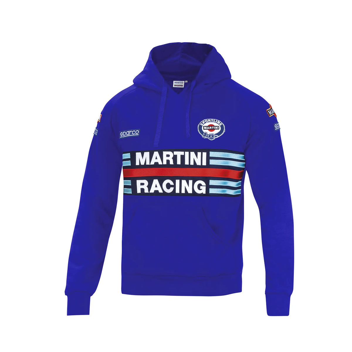 Felpa con Cappuccio Sparco Martini Racing Hoodie azzurro – vista frontale