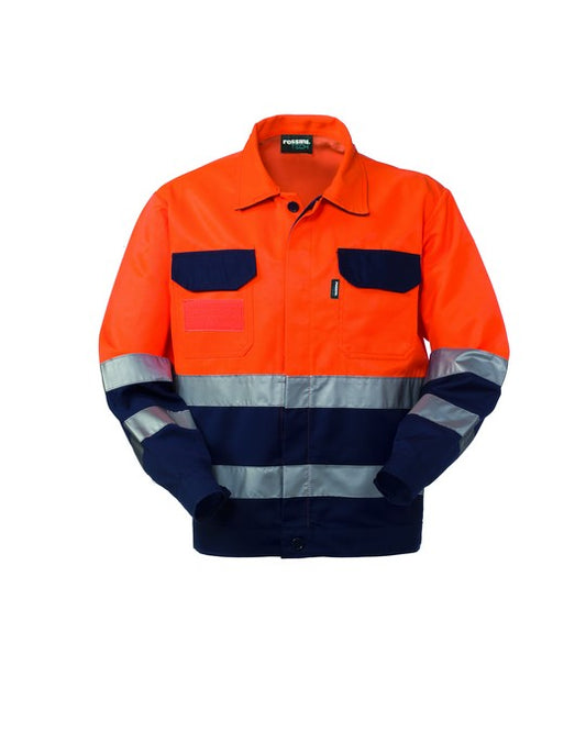 Giubbetto Alta Visibilità Rossini HV A10130 arancione/blu – vista frontale
